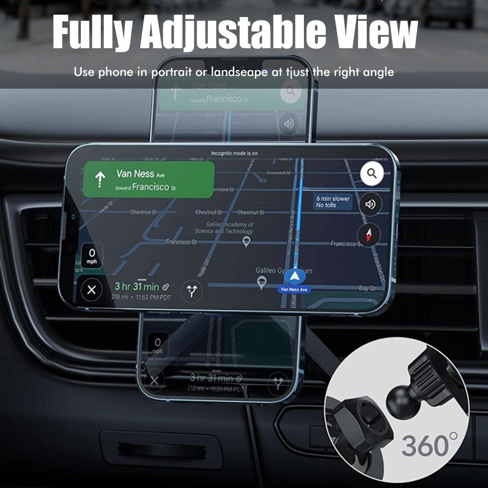 Support Magnétique Pour Téléphone De Voiture, Fixation Réglable Pour Grille D'Aération, Compatible Magsafe Et Iphone 12/13.