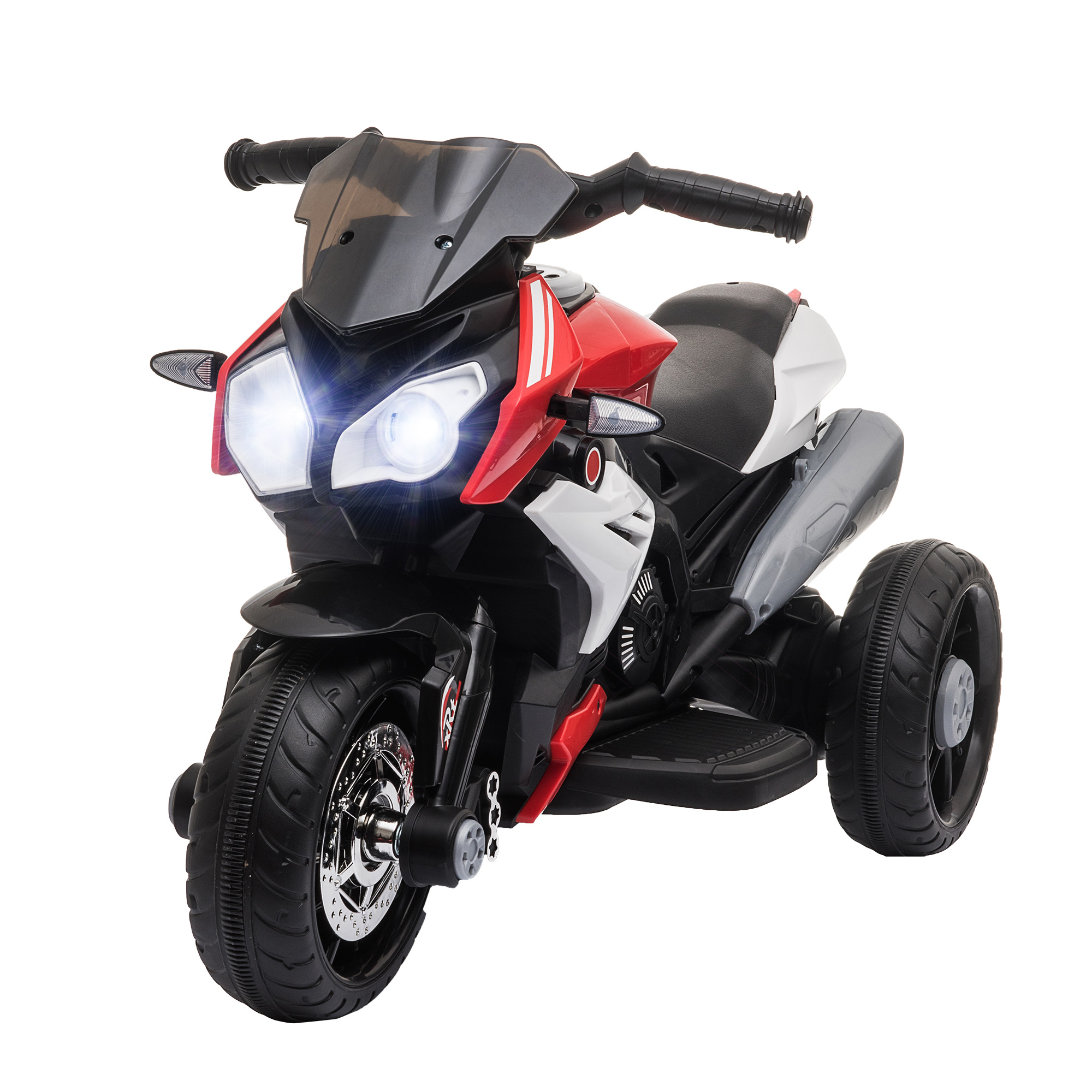 Moto Électrique Enfant, Phares Et Sons, 3 Km/h, Rechargeable, Plastique Et Métal, Noir/rouge