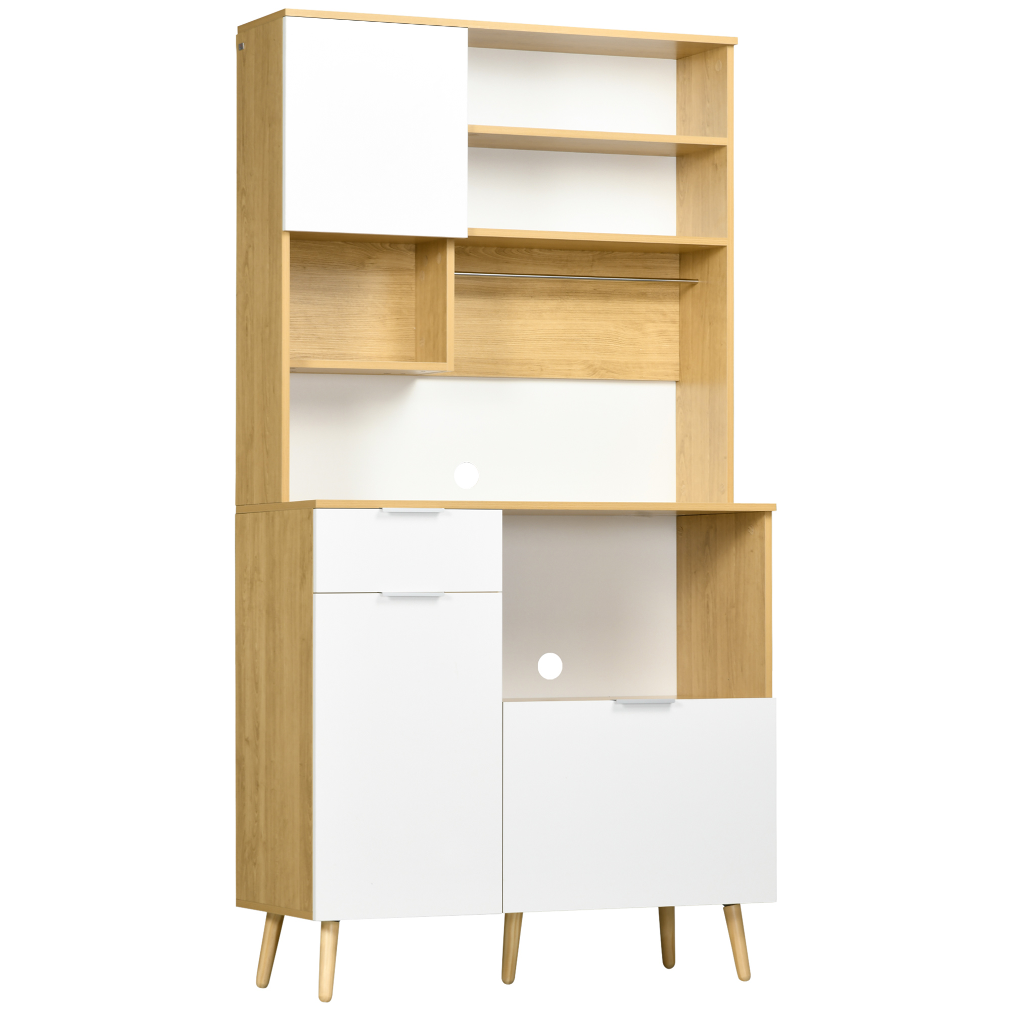 Küchenschrank Aus Spanplatte Mit Schränken, Schubladen, Verstellbaren Einlegeböden Und Kleiderstange, 93 X 40 X 180 Cm
