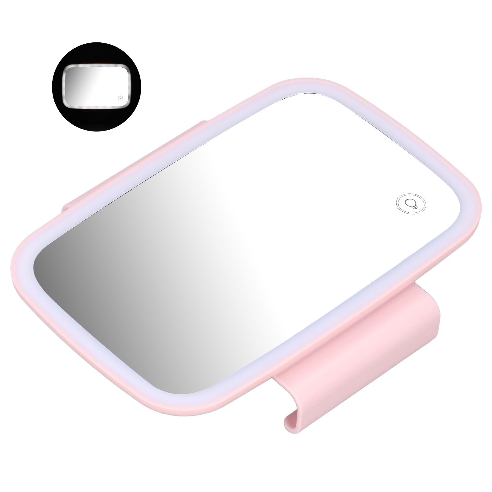 Sonnenschutzblende Für Kosmetikspiegel Im Auto, Led-beleuchtung, Touchscreen, Mit Einziehbarem Clip An Der Rückseite, Rosa
