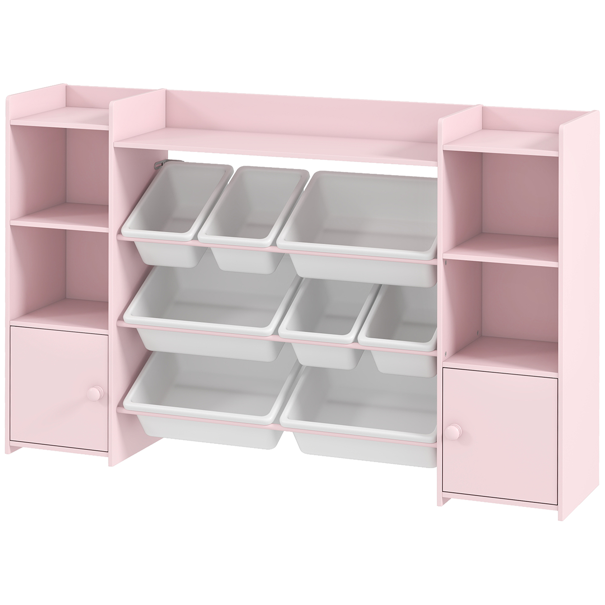 Étagère De Rangement Enfant, Meuble Pour Jouets Et Livres, Rangement Pratique, 8 Tiroirs Mobiles, Rose