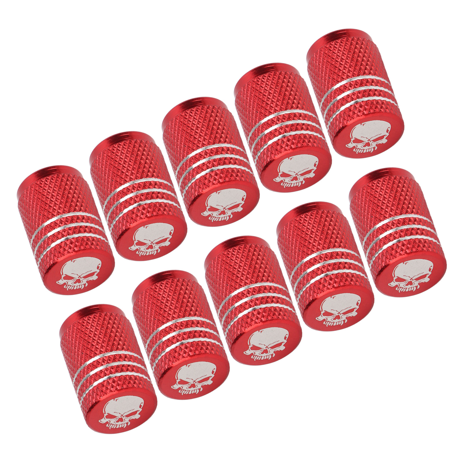 Lot De 10 Bouchons De Valve De Pneu Universels À Motif Tête De Mort Pour Voitures, Suv, Vélos, Camions Et Motos (rouge).