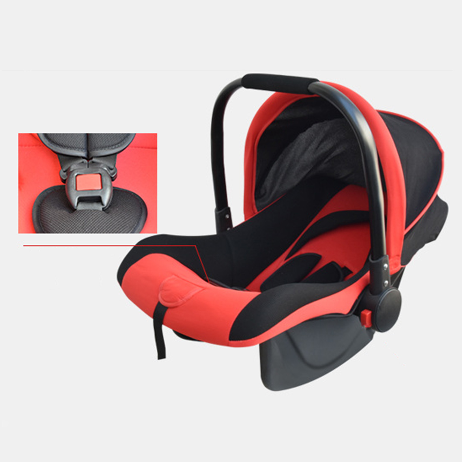 Siège Auto Bébé Type Panier, Résistant Aux Uv, Avec Auvent Long, En Polystyrène, Pour Les 0-12 Mois, Rouge.