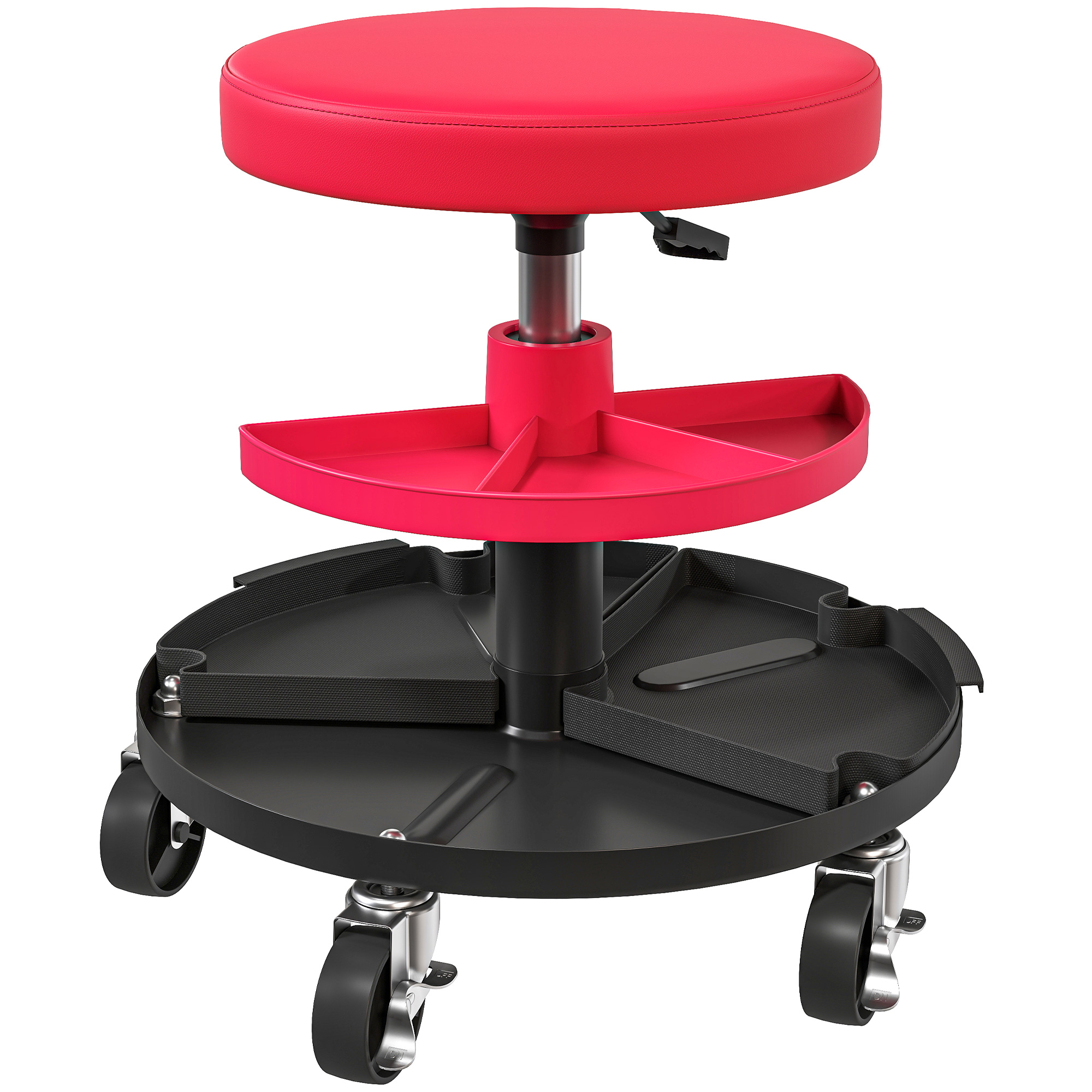 Pall Mobile Réglable 40-51 Cm, Rouge, Table Roulante Étagères, Capacité Charge 135 Kg, Chariot Atelier Avec Roues