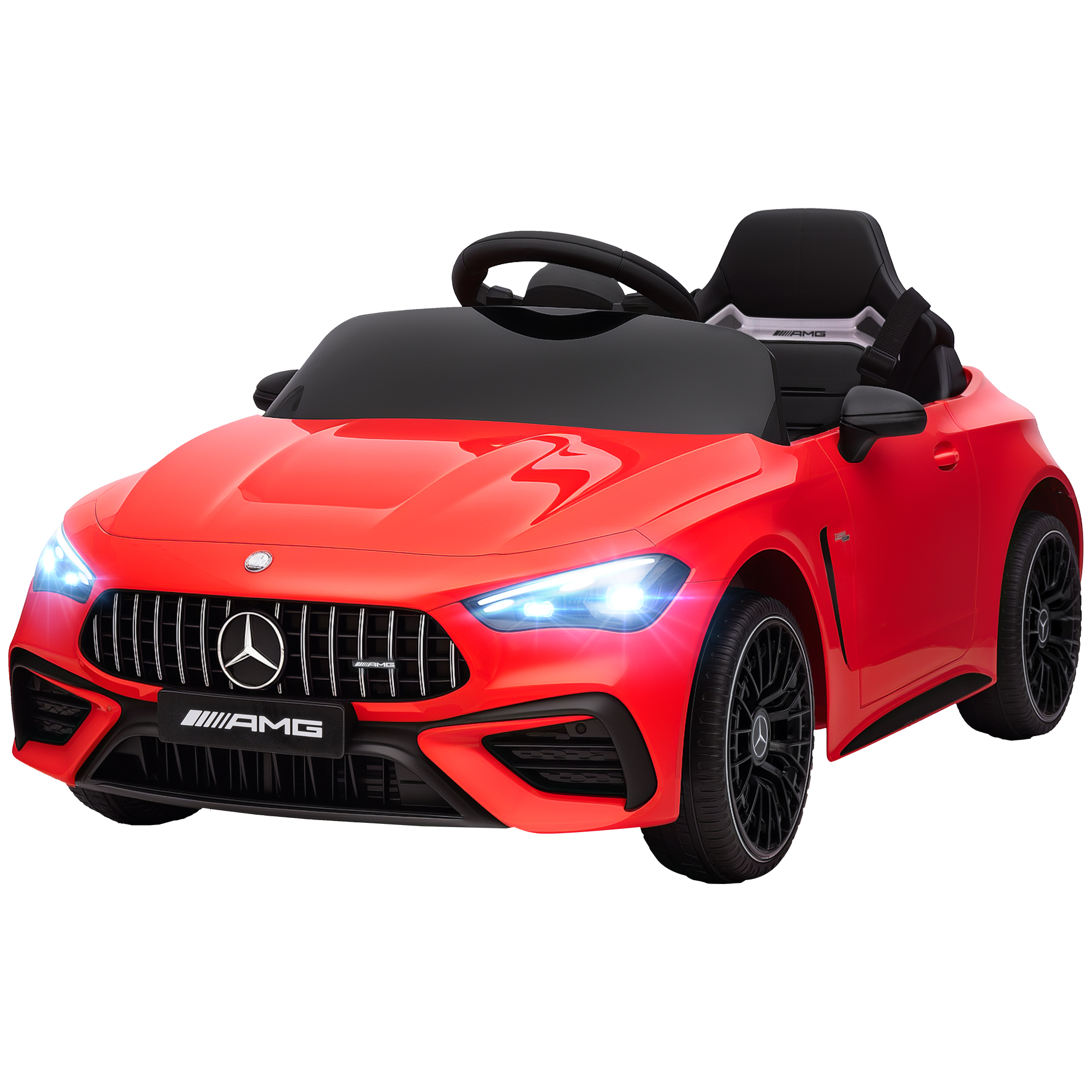 Voiture Électrique Enfant Mercedes, Moteur 12v, Télécommande, Phares Led, Musique, Pour Enfants 3-6 Ans, Rouge