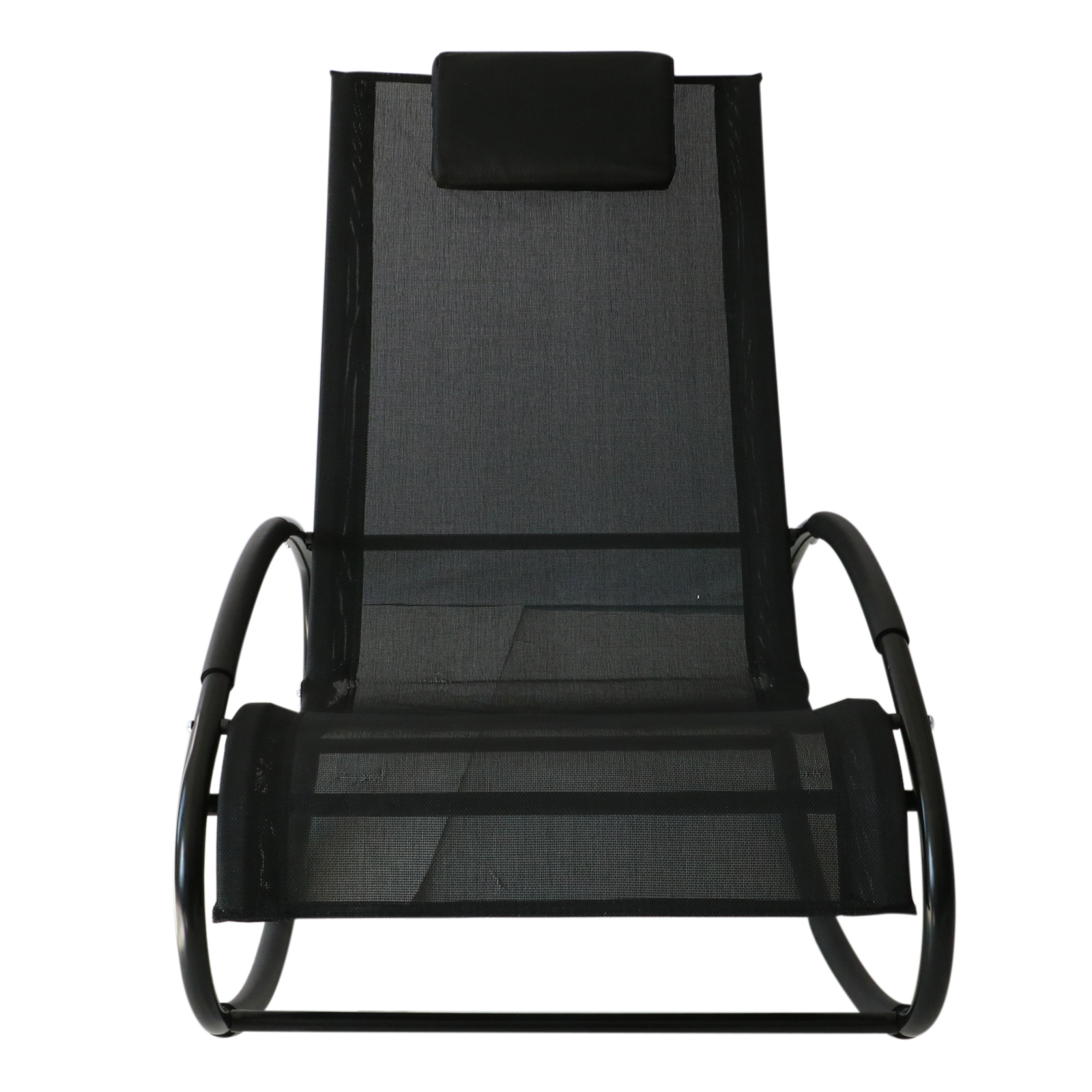 Fauteuil À Bascule En Acier Avec Appui-tête, Chaise De Jardin Résistante Aux Intempéries, Capacité De Charge Jusqu'à 120 Kg, Fauteuil De Relaxation, Rocking-chair Pour Salon, Jardin, Pelouse, Balcon,