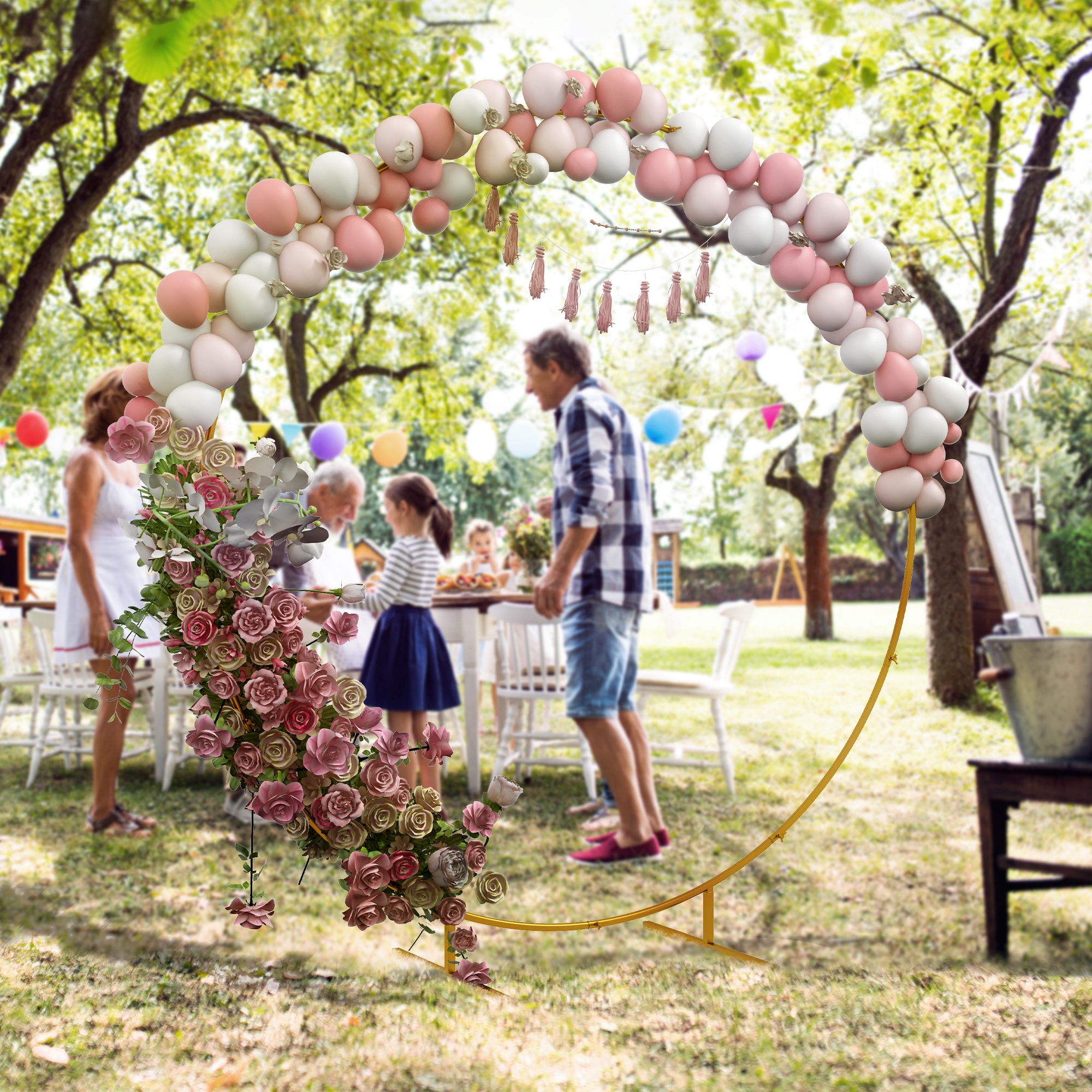 Gartenbogen, Rosenbogen, Kletterbogen Für Hochzeiten, Geburtstage, Zeremonien Und Bankette, Vergoldeter Stahl