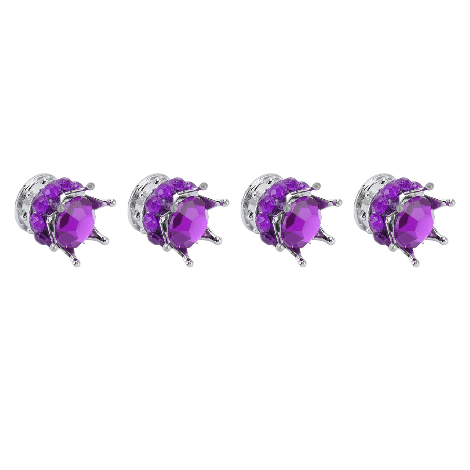 Lot De 4 Bouchons De Valve De Roue De Pneu, Style Couronne Diamant, Universels Pour Voitures, Camions Et Vélos, Violet