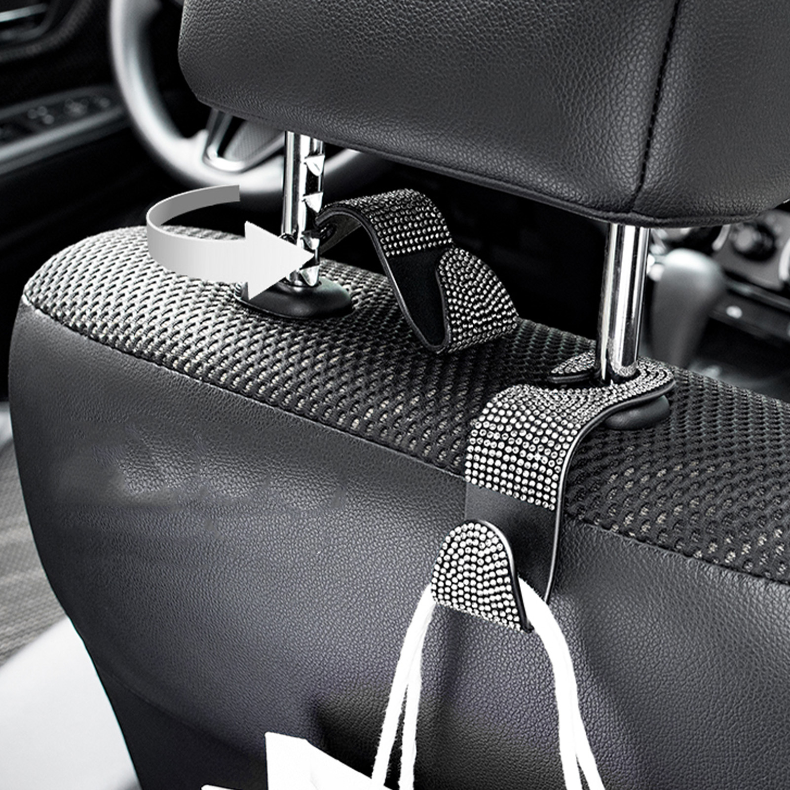 Kristallklare Autositz-rückenlehnenhaken, Organizer Für Handtaschen, Mäntel, Einkaufstaschen, Weiß