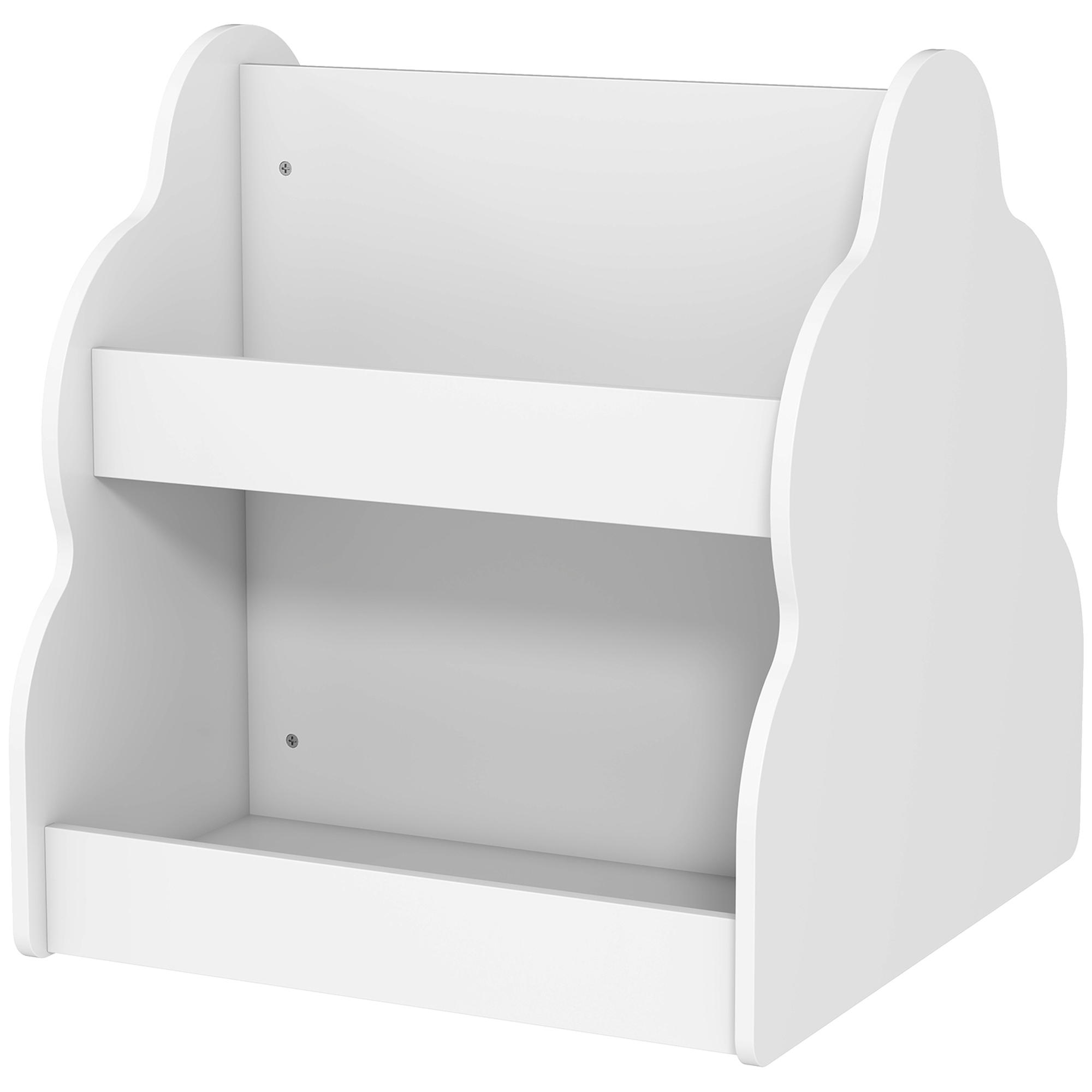 Bibliothèque Enfant 2 Étagères, Meuble À Livres Roulant Avec 4 Rayons, Pour Chambre D'Enfant, Salle De Jeu, 54x50x56 Cm, Blanc