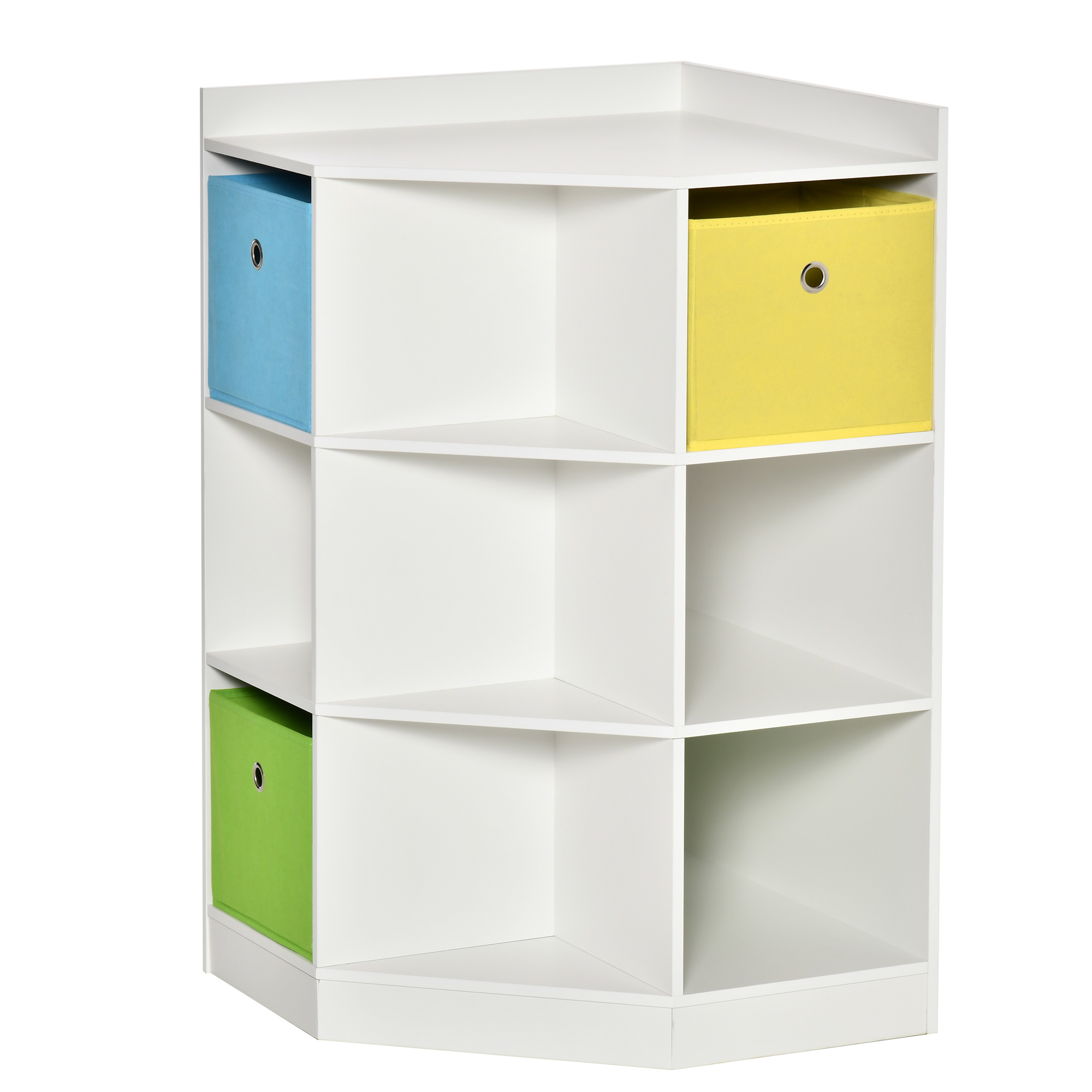 Lot De Rangement Enfant 3 Tiroirs En Tissu Non-tissé, Mdf, Anti-bascule, Blanc