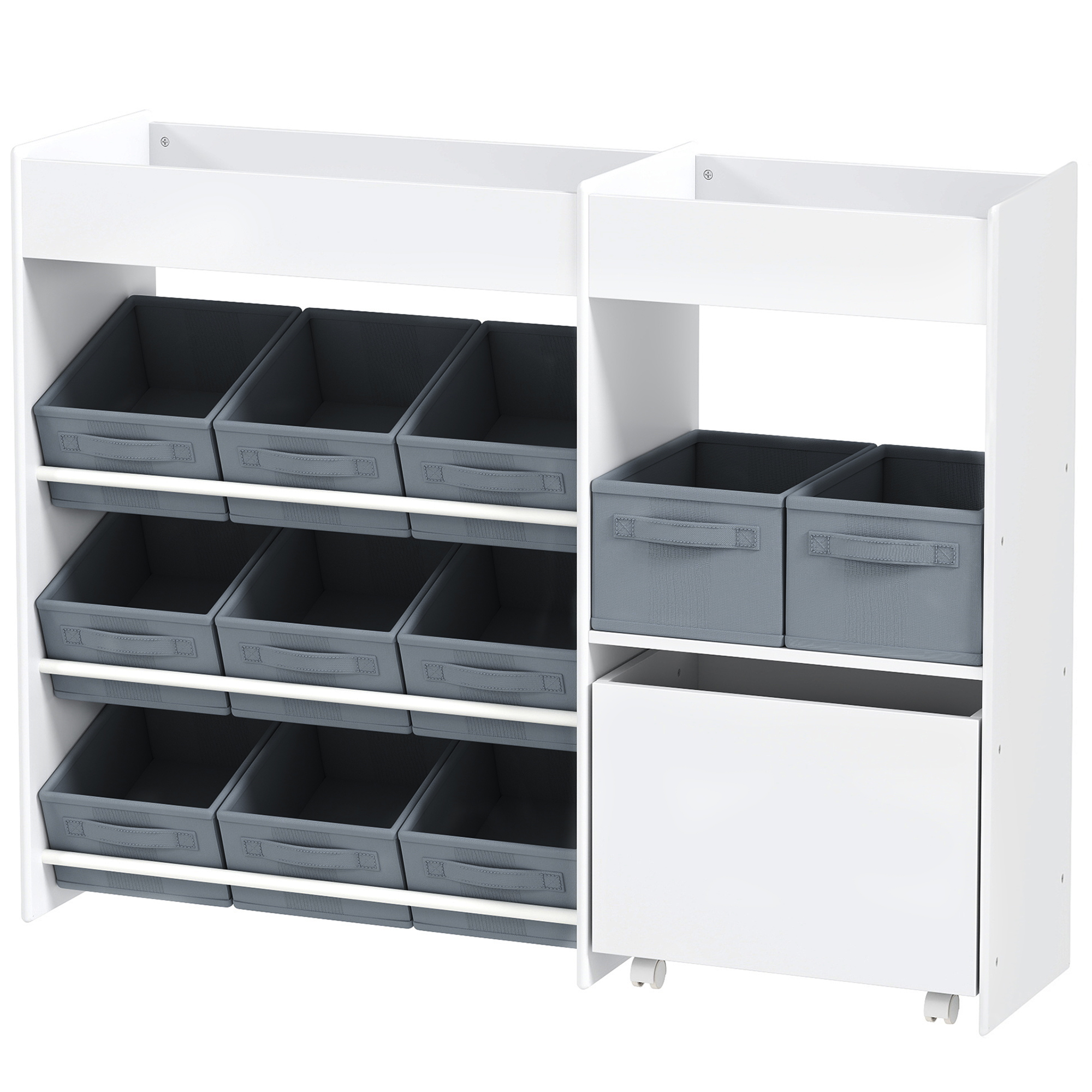 Armoire De Rangement Pour Enfants Avec 11 Bacs En Tissu, Étagère Haute Blanche Pour Jouets