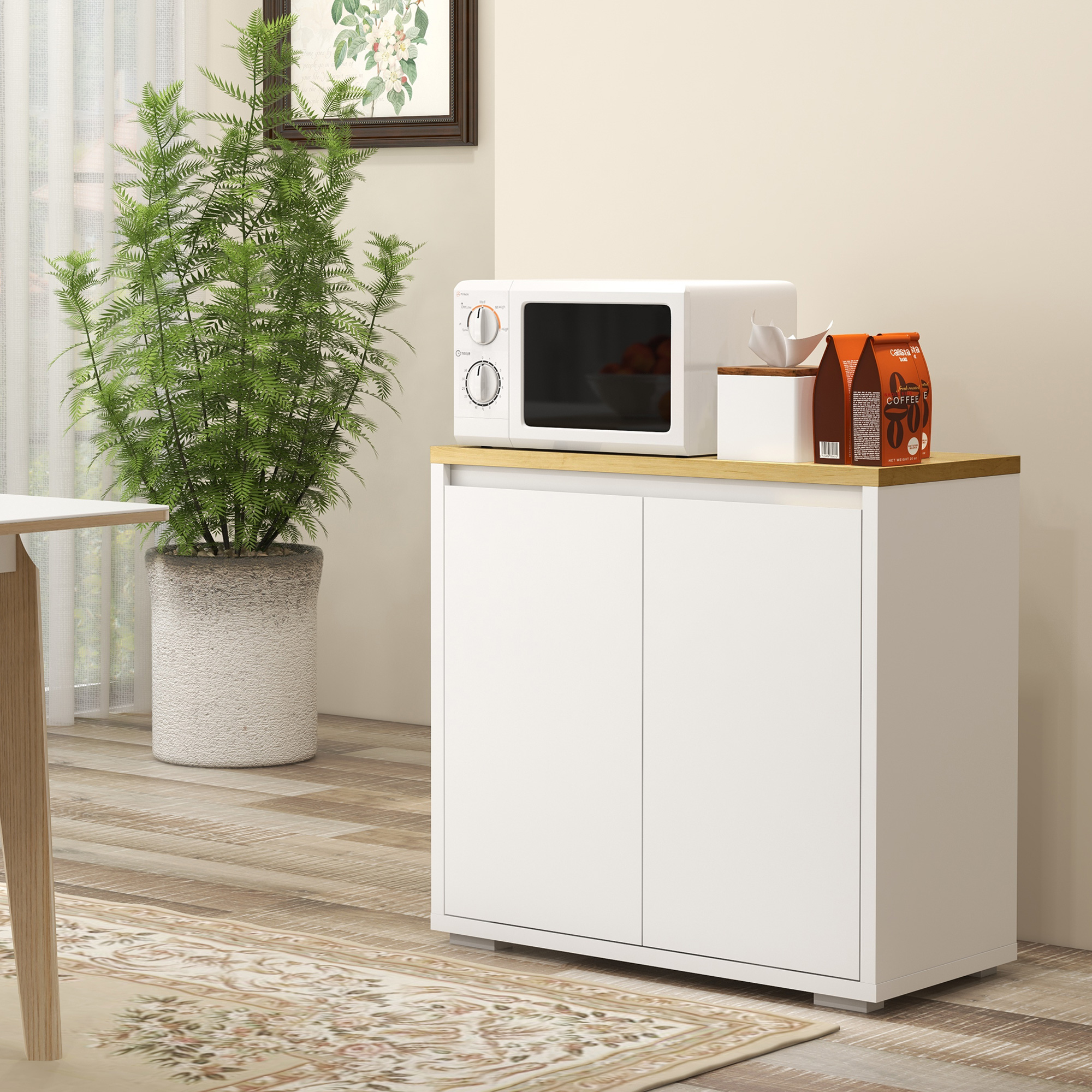Multifunktionaler Schrank Mit 2-stufigem Spanplatten-ablagefach Und Verstellbarem Einlegeboden, 80 X 37 X 75 Cm