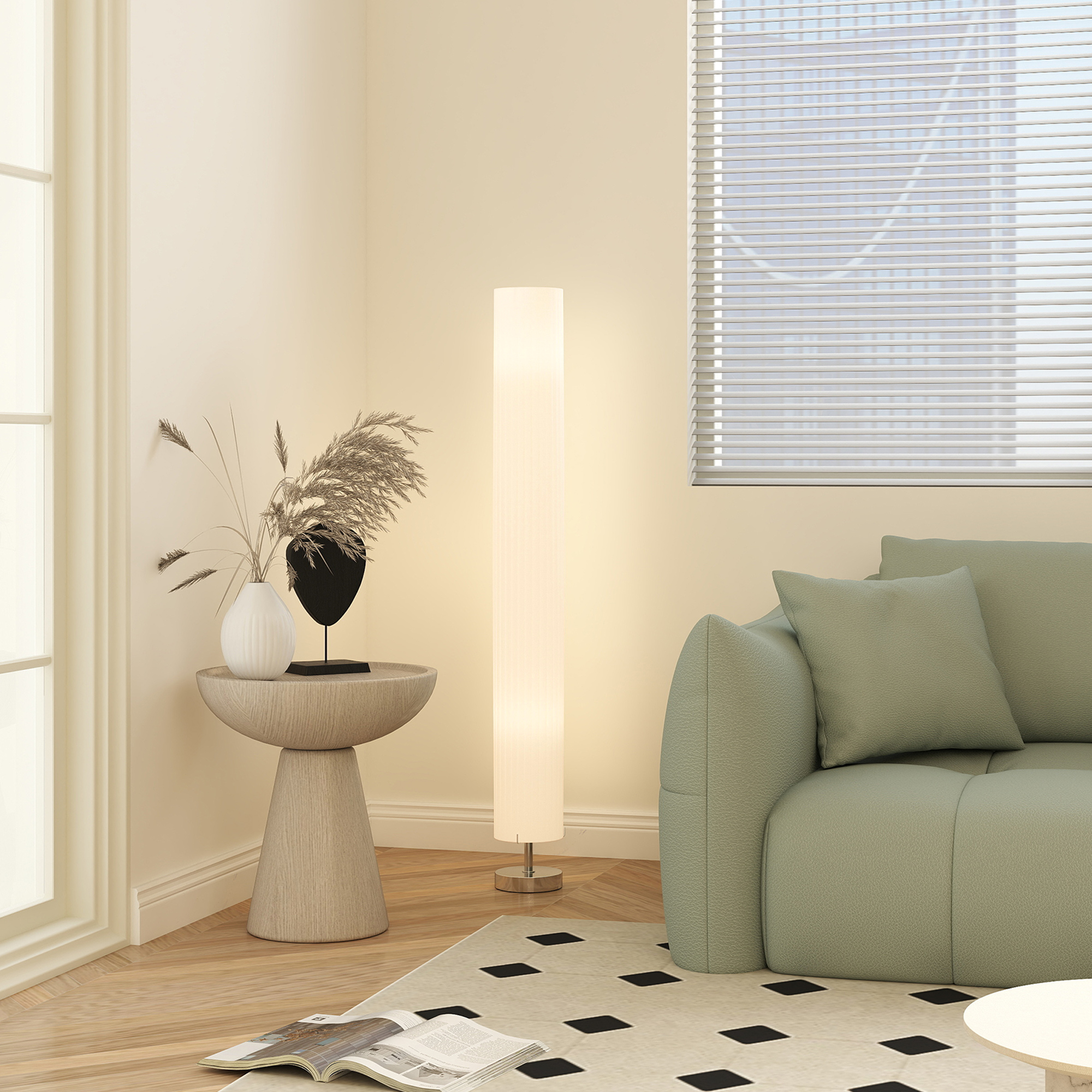 Moderne, Freistehende Stehleuchte Mit Sanftem Licht, 40 W, 14 X 14 X 120 Cm (l X B X H), Weißer Edelstahl