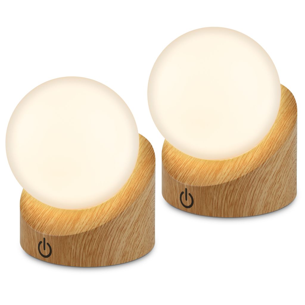 Briloner Sora Mini Led Tischlampe Kabellos Ip54, 2er Set, Dimmbar, Touch, Kabellos, Spritzwasser- Und Staubschutz, Holzfarbig, 10 X 8 X 9 Cm