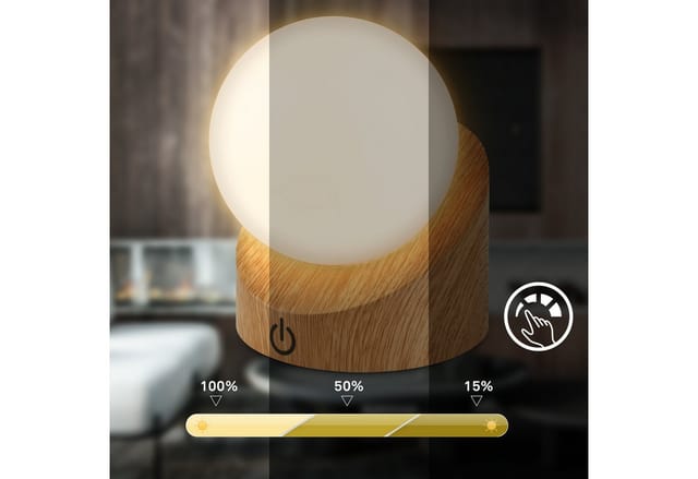 Briloner Sora Mini Led Tischlampe Kabellos Ip54, 2er Set, Dimmbar, Touch, Kabellos, Spritzwasser- Und Staubschutz, Holzfarbig, 10 X 8 X 9 Cm