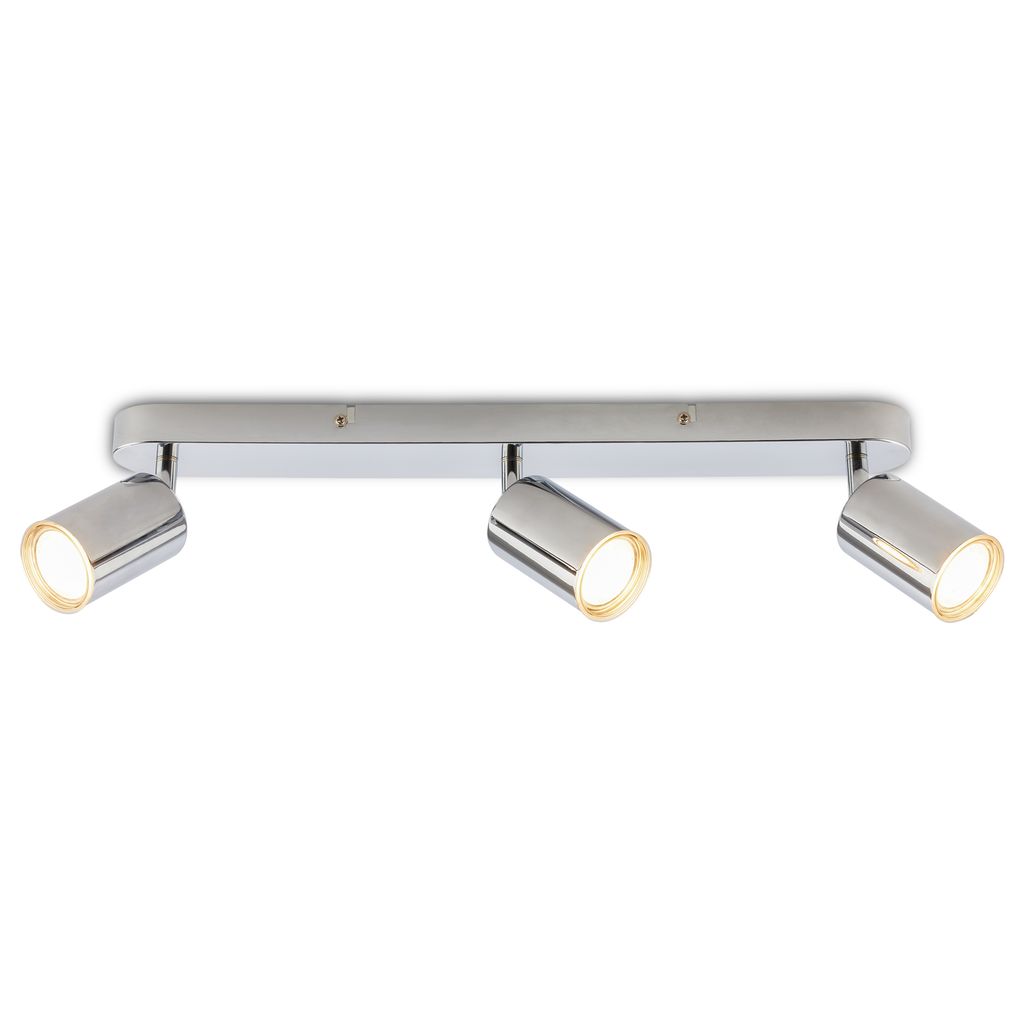 Briloner Deckenlampe Ip44 Spritzwasserschutz 47,5x8,5 Cm Gu10 Fassung Max. 9w 3-flammig Chrom - Deckenstrahler Badezimmer Flur Wohnzimmer
