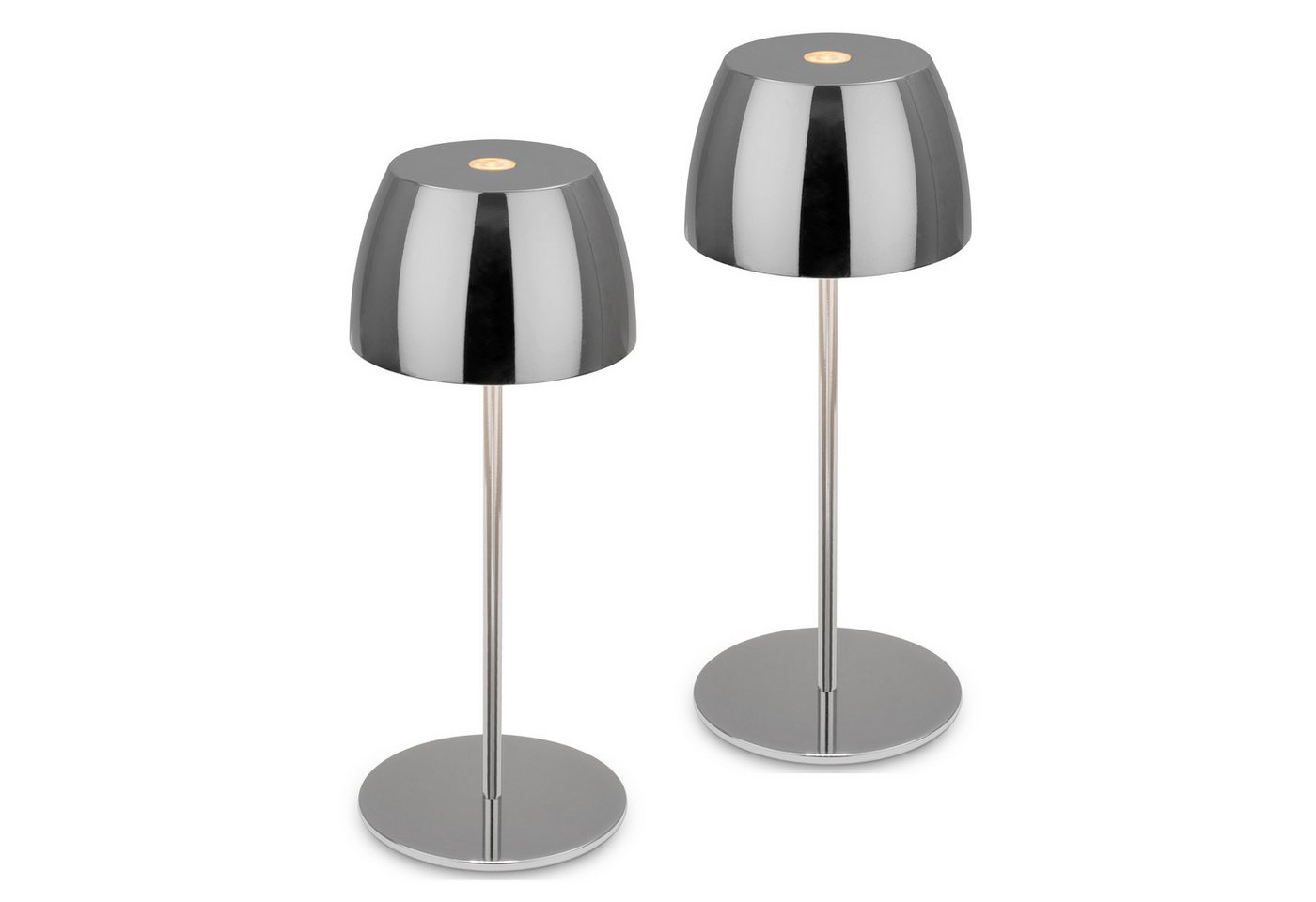 Briloner Serina Mini Mini Led Tischlampe Kabellos Ip44, 2er Set, Dimmbar, Touch, Spritzwasserschutz, Kabellos, Chrom, Ø8 X 20 Cm Bild 4