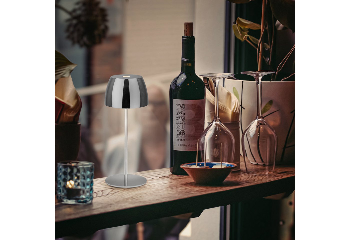 Briloner Serina Mini Mini Led Tischlampe Kabellos Ip44, 2er Set, Dimmbar, Touch, Spritzwasserschutz, Kabellos, Chrom, Ø8 X 20 Cm Bild 5