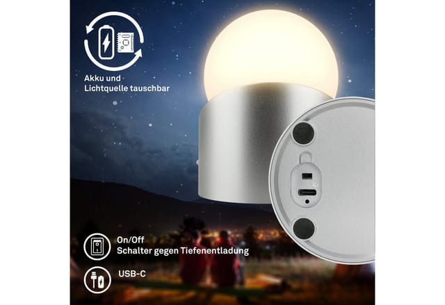Briloner Sora Mini Led Tischlampe Kabellos Ip54, 2er Set, Dimmbar, Touch, Kabellos, Spritzwasser- Und Staubschutz, Chrom-matt, 10 X 8 X 9 Cm