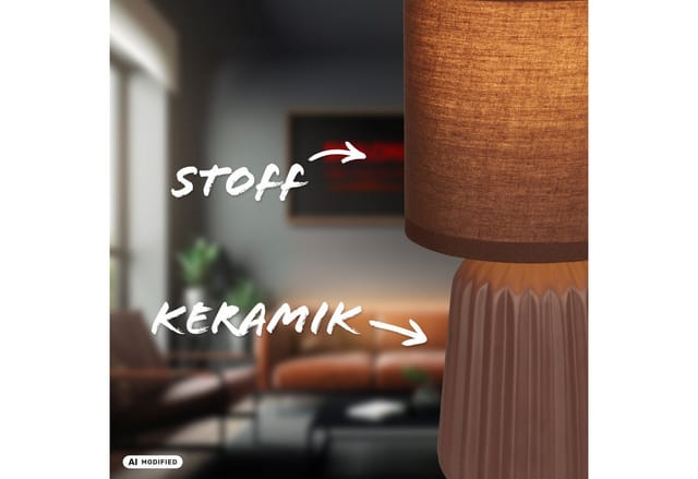 Briloner Nachttischlampe Keramikfuß Ø13x27 Cm E14 Fassung Max. 25w Kabelschalter Braun - Tischlampe Wohnzimmer Schlafzimmer Flur