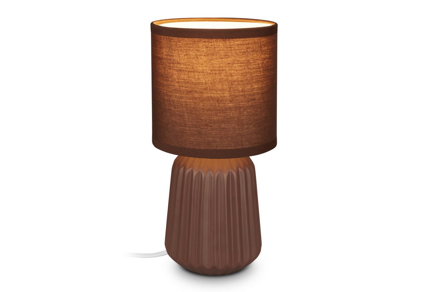 Briloner Nachttischlampe Keramikfuß Ø13x27 Cm E14 Fassung Max. 25w Kabelschalter Braun - Tischlampe Wohnzimmer Schlafzimmer Flur Bild 3