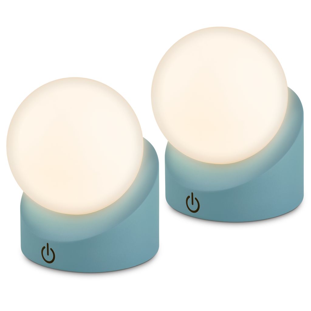 Briloner Sora Mini Led Tischlampe Kabellos Ip54, 2er Set, Dimmbar, Touch, Kabellos, Spritzwasser- Und Staubschutz, Blau, 10 X 8 X 9 Cm