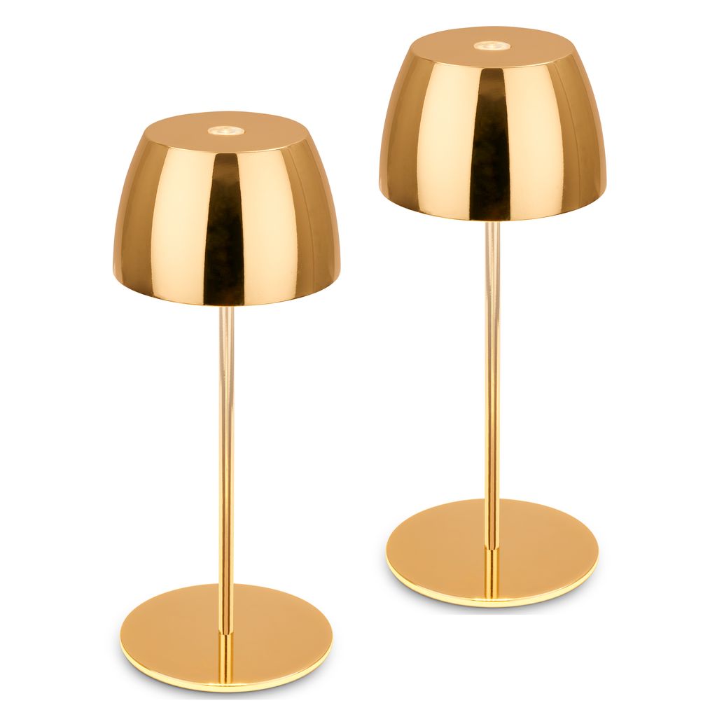 Briloner Serina Mini Mini Led Tischlampe Kabellos Ip44, 2er Set, Dimmbar, Touch, Spritzwasserschutz, Kabellos, Goldfarbig, Ø8 X 20 Cm