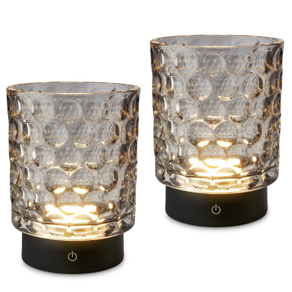 Briloner Sunora Led Tischlampe Kabellos Ip44, 2er Set, Dimmbar, Touch, Kabellos, Spritzwasserschutz, Grau, Ø11 X 15 Cm