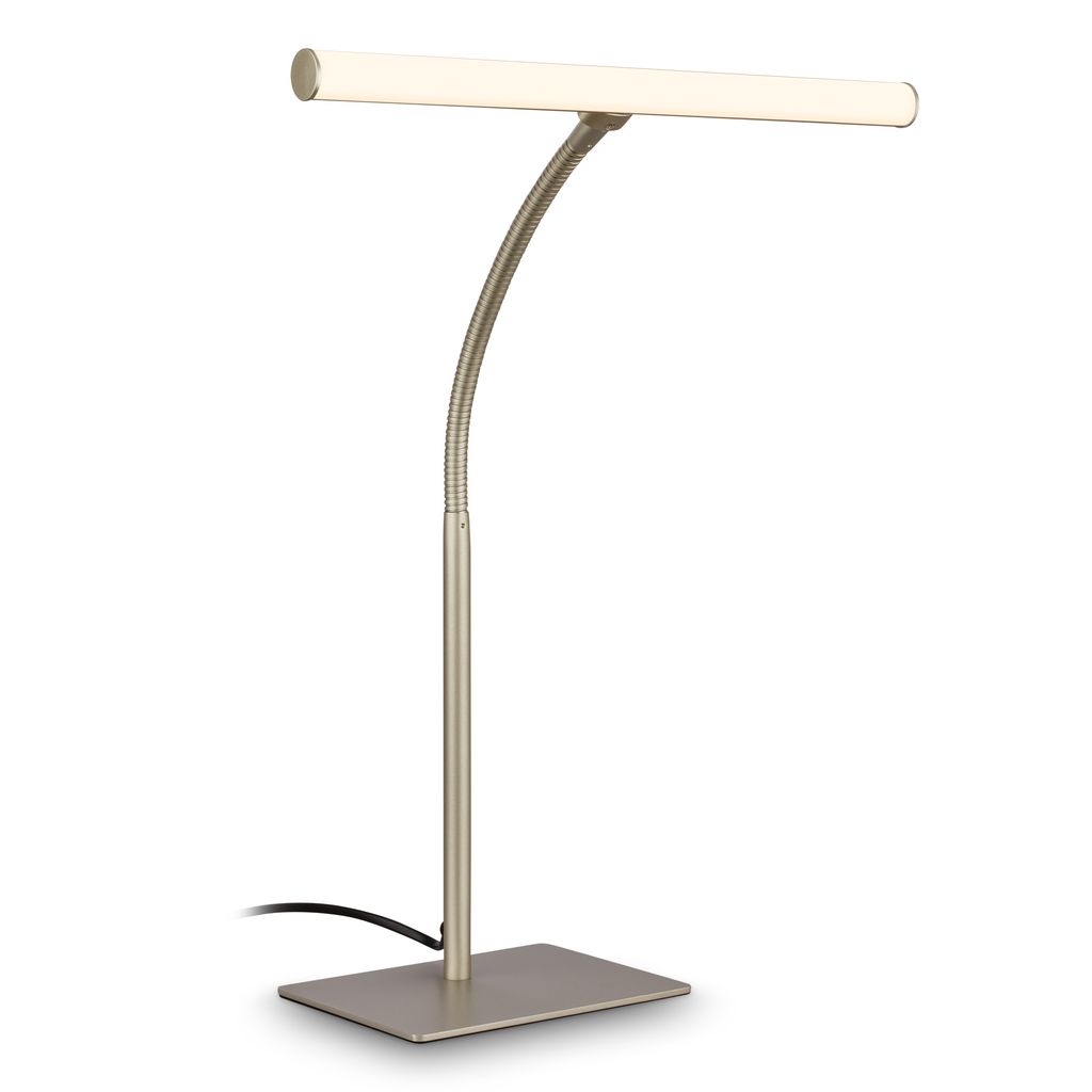 Briloner Led Schreibtischlampe Schwenkbar 32x47,5 Cm 7w, 800lm, 3000k Warmweiß Kabelschalter Satin-metallic - Tischlampe Büro Wohnzimmer