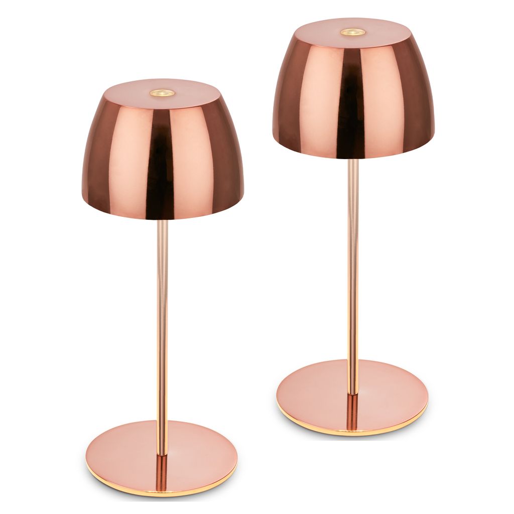 Briloner Serina Mini Mini Led Tischlampe Kabellos Ip44, 2er Set, Dimmbar, Touch, Spritzwasserschutz, Kabellos, Kupferfarbig, Ø8 X 20 Cm
