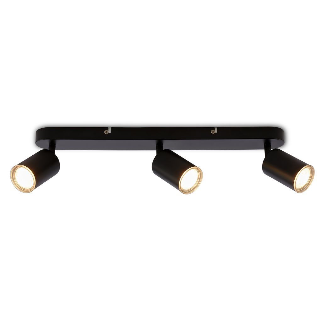 Briloner Deckenlampe Ip44 Spritzwasserschutz 47,5x8,5 Cm Gu10 Fassung Max. 9w 3-flammig Schwarz - Deckenstrahler Badezimmer Flur Wohnzimmer