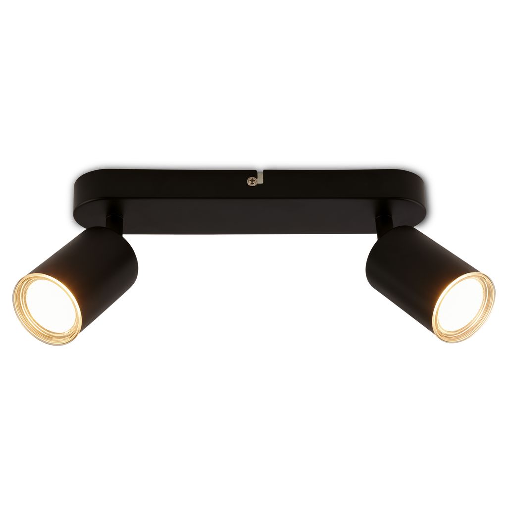 Briloner Deckenlampe Ip44 Spritzwasserschutz 27x8,5 Cm Gu10 Fassung Max. 9w 2-flammig Schwarz - Deckenstrahler Badezimmer Flur Wohnzimmer