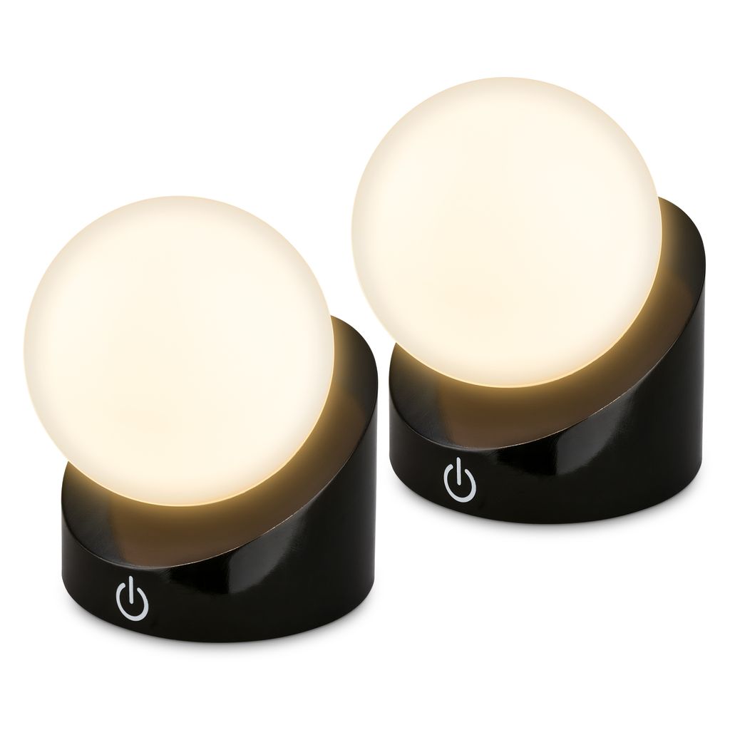 Briloner Sora Mini Led Tischlampe Kabellos Ip54, 2er Set, Dimmbar, Touch, Kabellos, Spritzwasser- Und Staubschutz, Schwarz, 10 X 8 X 9 Cm