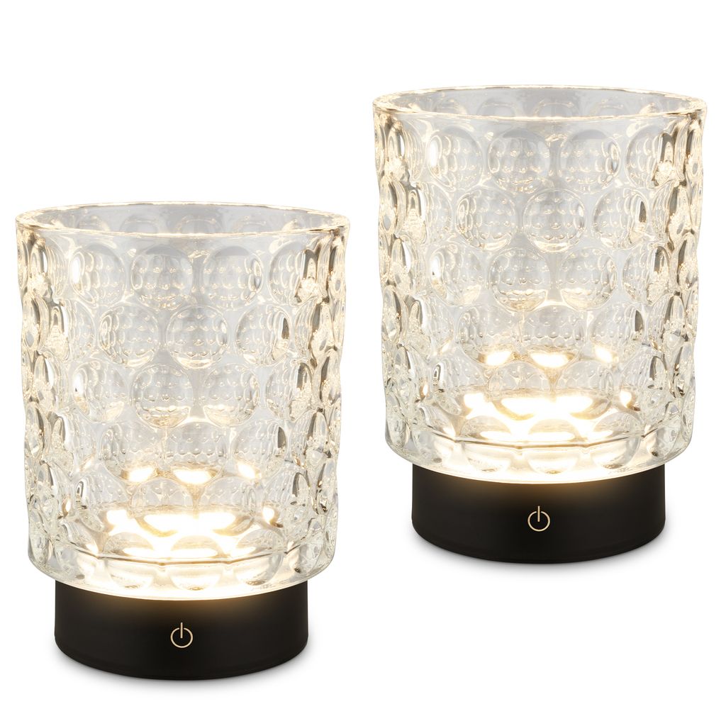 Briloner Sunora Led Tischlampe Kabellos Ip44, 2er Set, Dimmbar, Touch, Kabellos, Spritzwasserschutz, Klar, Ø11 X 15 Cm