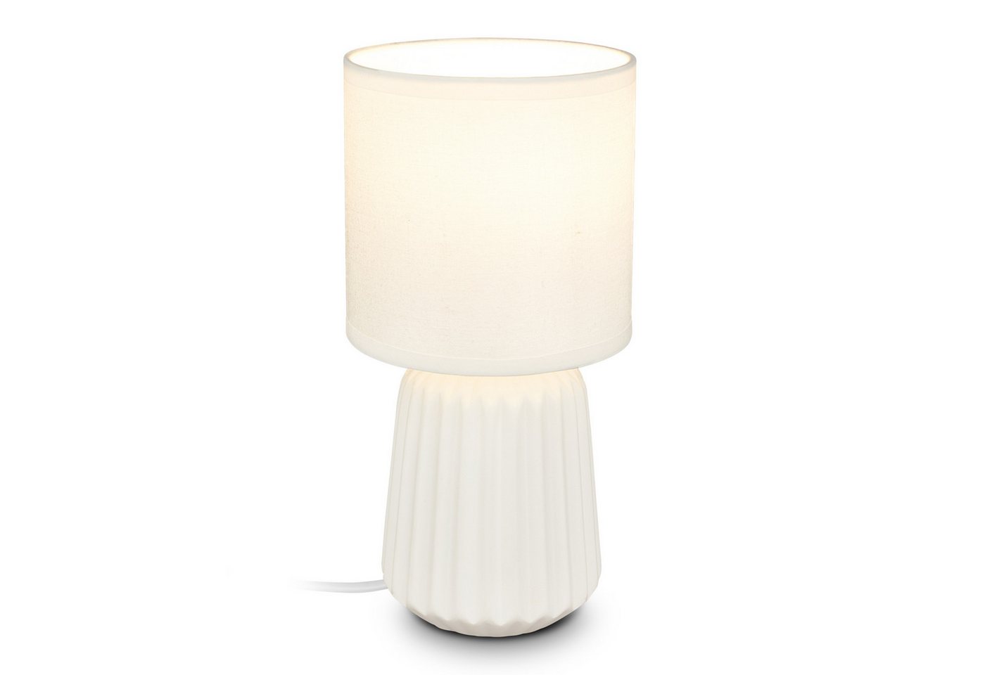 Briloner Nachttischlampe Keramikfuß Ø13x27 Cm E14 Fassung Max. 25w Kabelschalter Weiß - Tischlampe Wohnzimmer Schlafzimmer Flur Bild 4