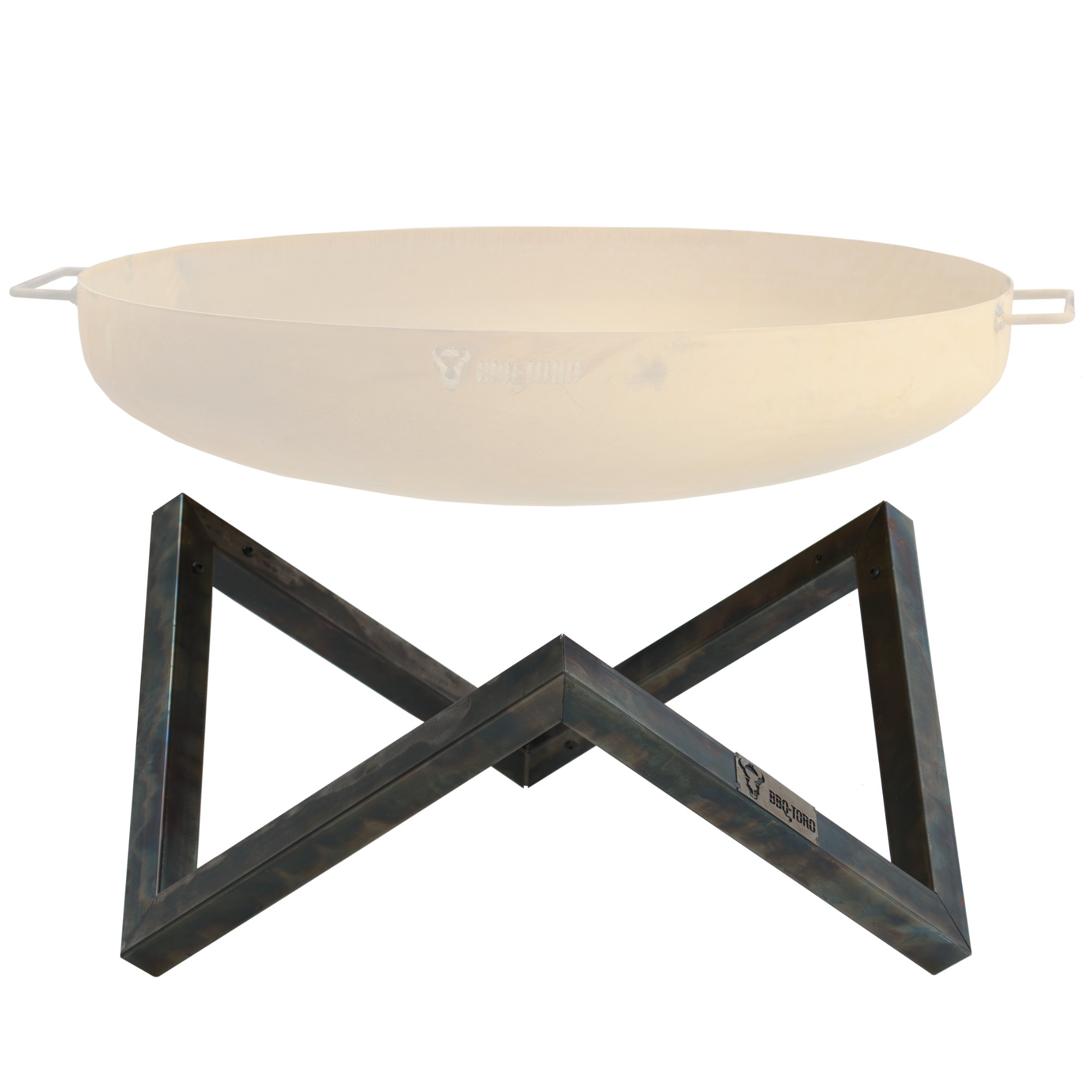 Bbq-toro Karbonstahl Feuerschalen Gestell Für Ø 60 Cm Feuerschalen, V-form, Antik-rost-optik