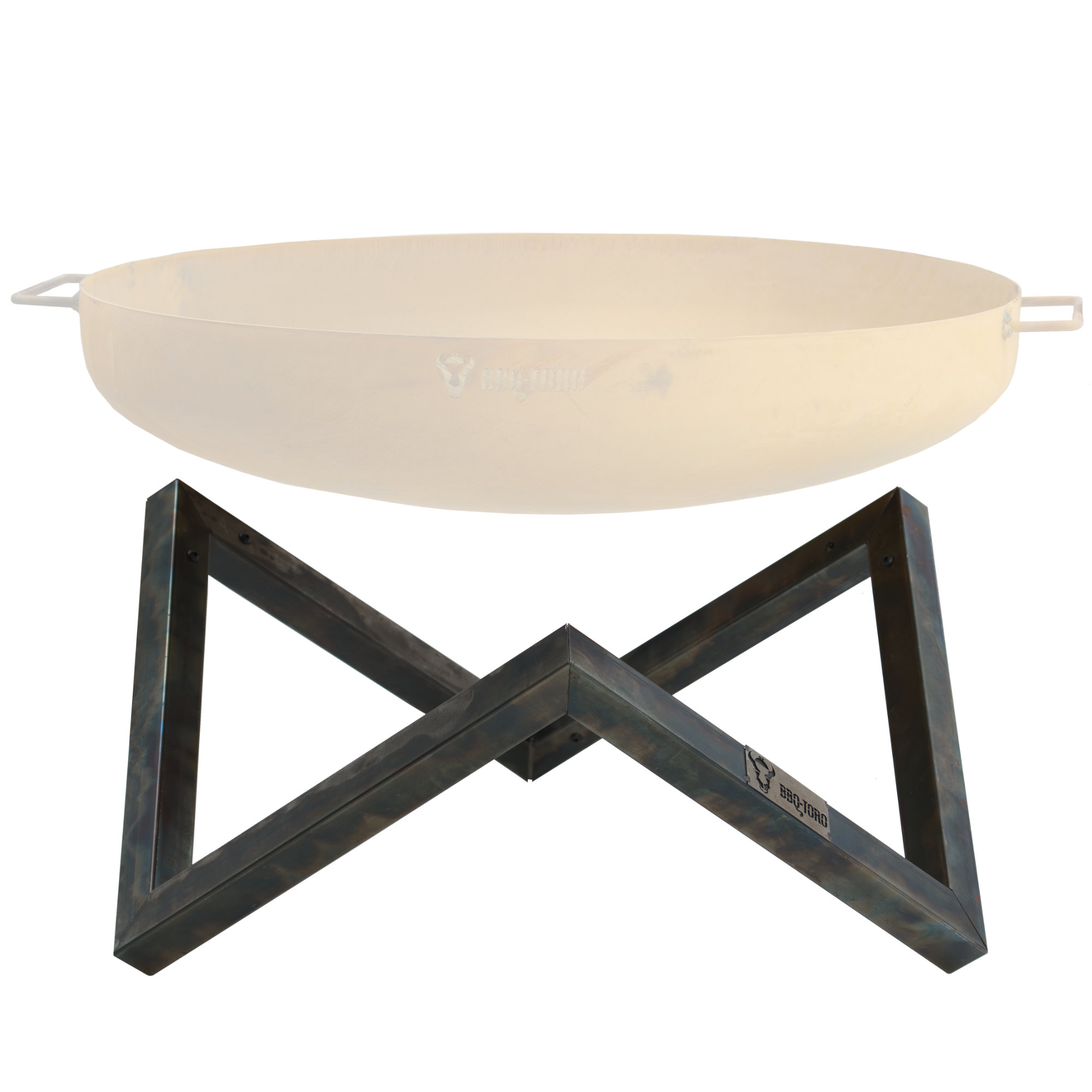 Bbq-toro Karbonstahl Feuerschalen Gestell Für Ø 70 Cm Feuerschalen, V-form, Antik-rost-optik