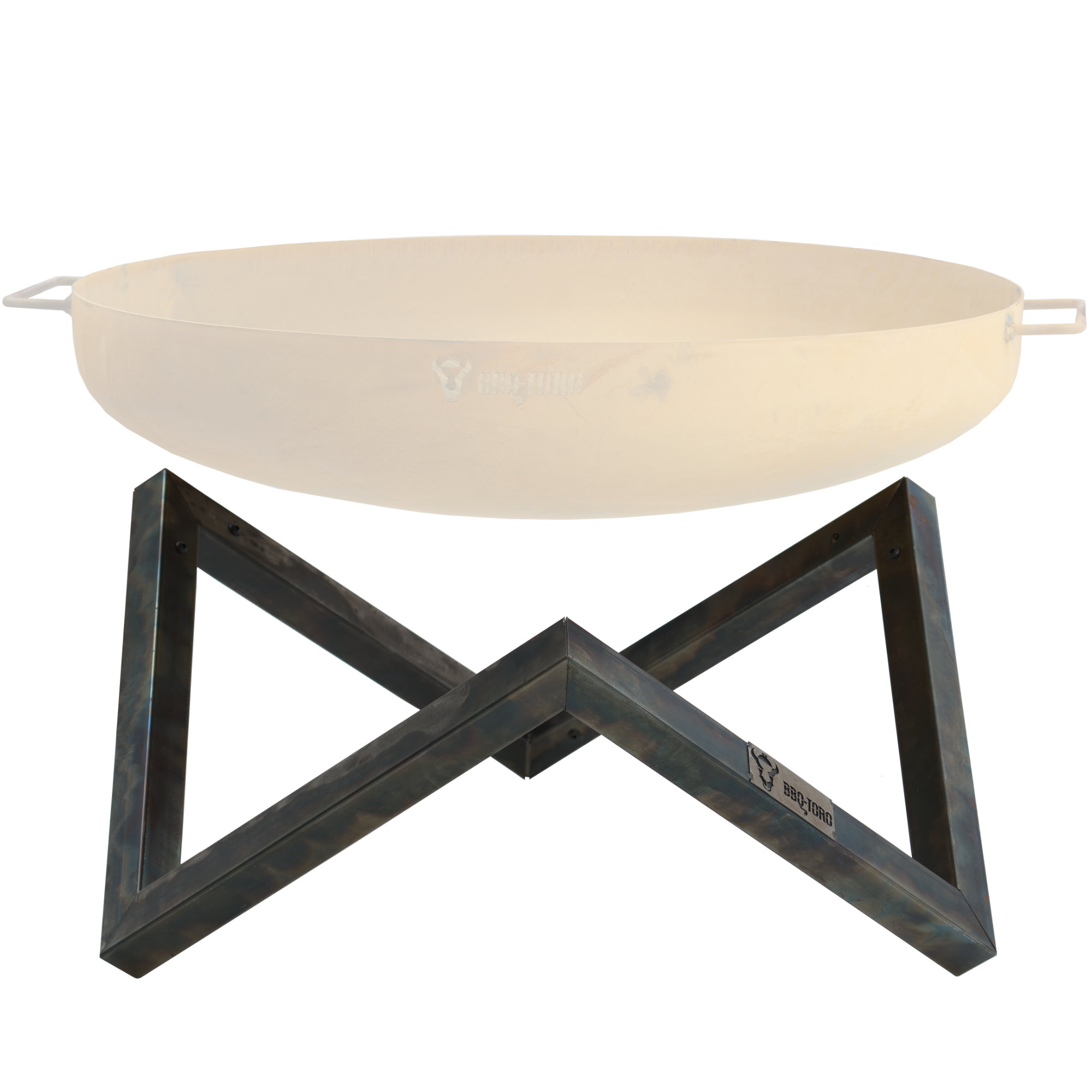 Bbq-toro Karbonstahl Feuerschalen Gestell Für Ø 80 Cm Feuerschalen, V-form, Antik-rost-optik