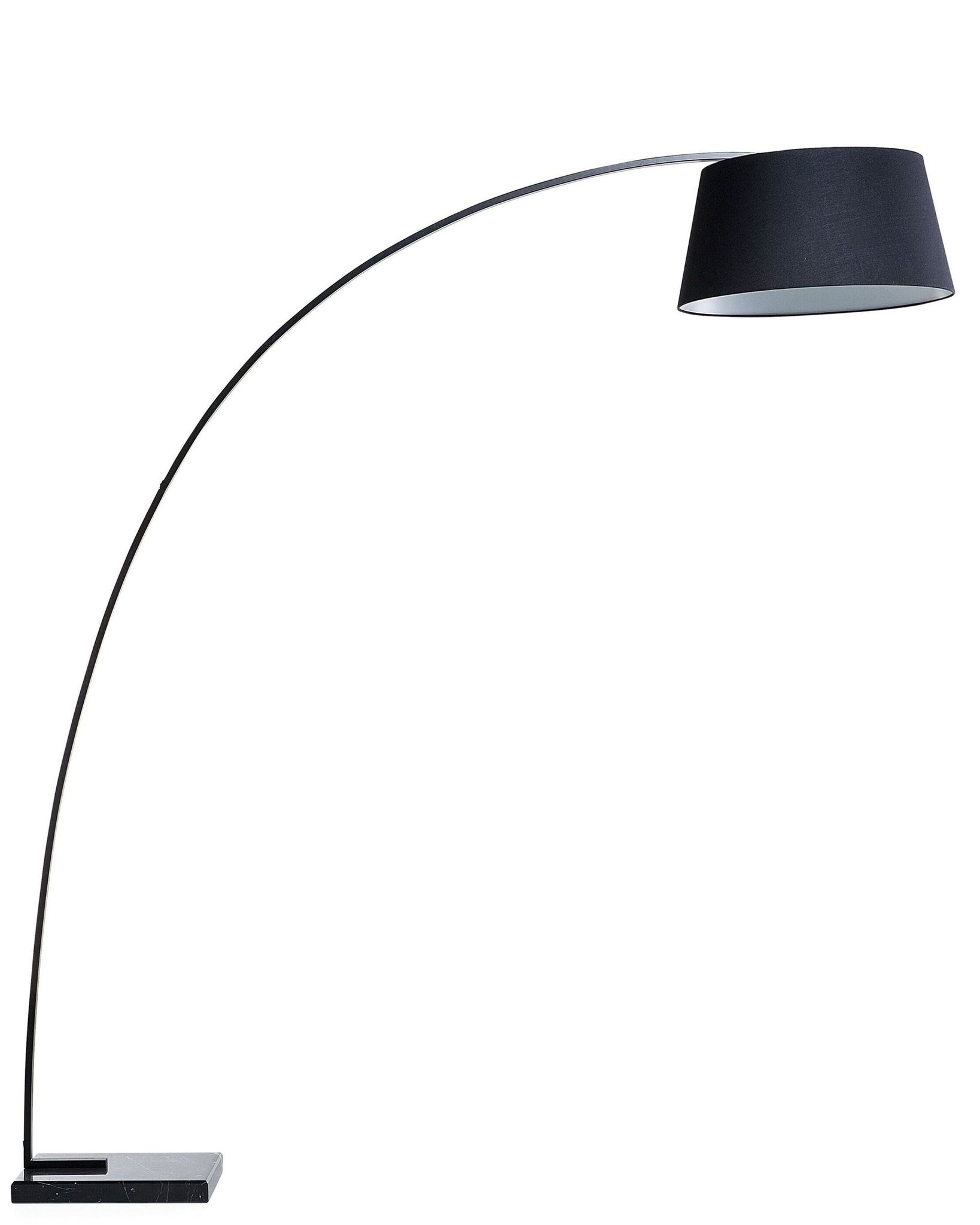 Stehlampe Schwarz Metall 188 Cm Stoffschirm Marmorfuß Langes Kabel Mit Schalter Bogenlampe Modernes Design