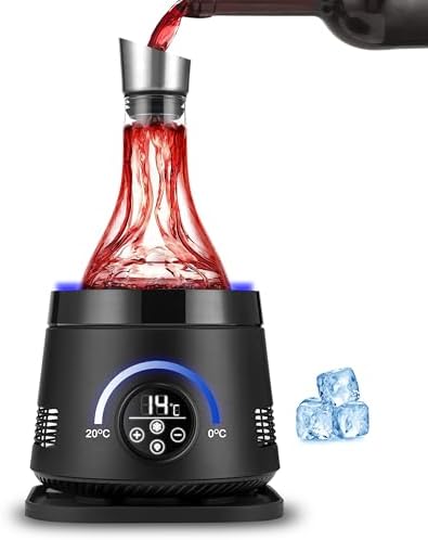 Cobalance Elektrischer Weinkühler & Dekanter Mit Weinbelüfter, 1,5 L Glaskaraffe & Flaschenkühler, 24h Temperaturkontrolle Für Rot- & Weißwein, 2-in-1, Ideales Geschenkset Für Weinliebhaber