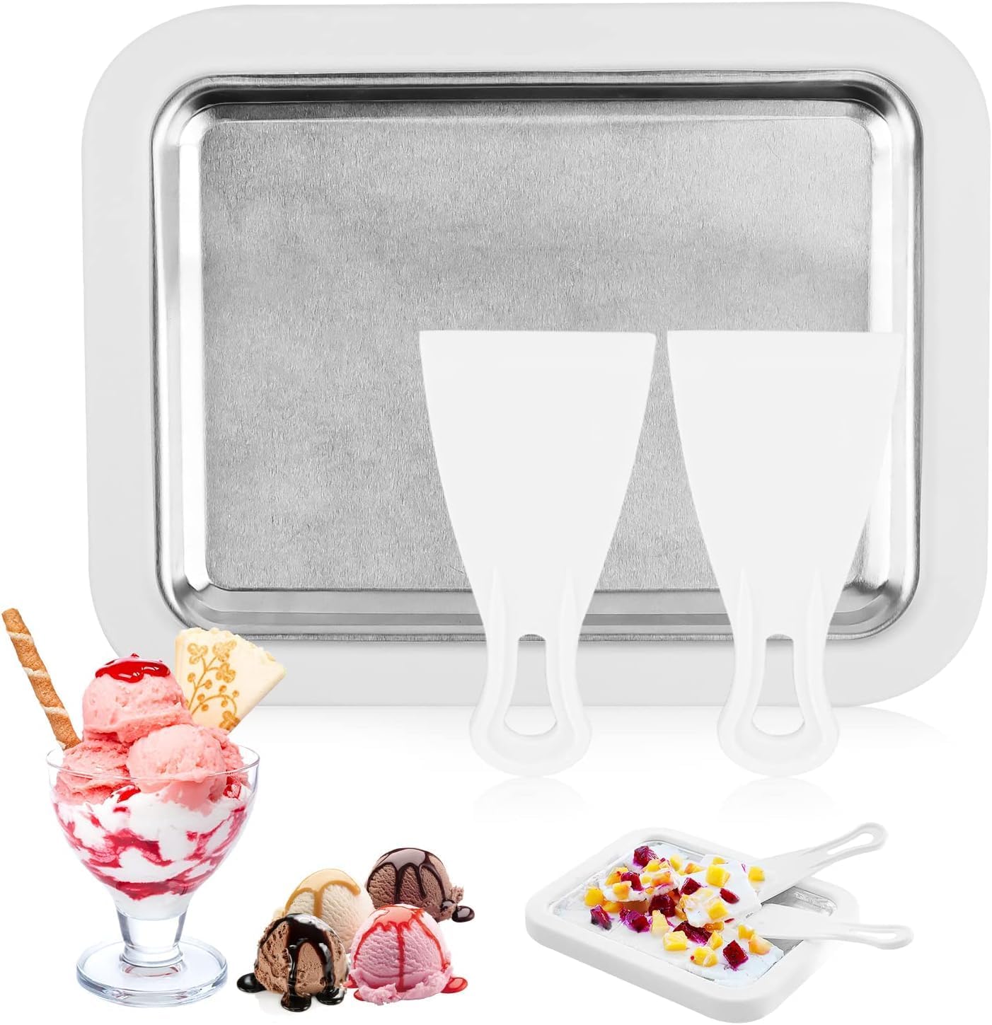 Eiscreme Roller Maker Pan Eisplatte Mit Spateln Eismaschine