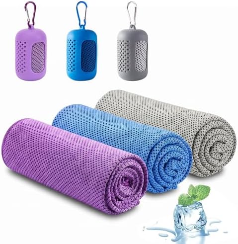 3 Stück Kühlendes Handtuch Kühlhandtuch Cooling Towel Kühlendes Handtuch Kühltücher Sporthandtuch Kühlende Handtücher Fitness Outdoor Sports (lila Grau Blau)