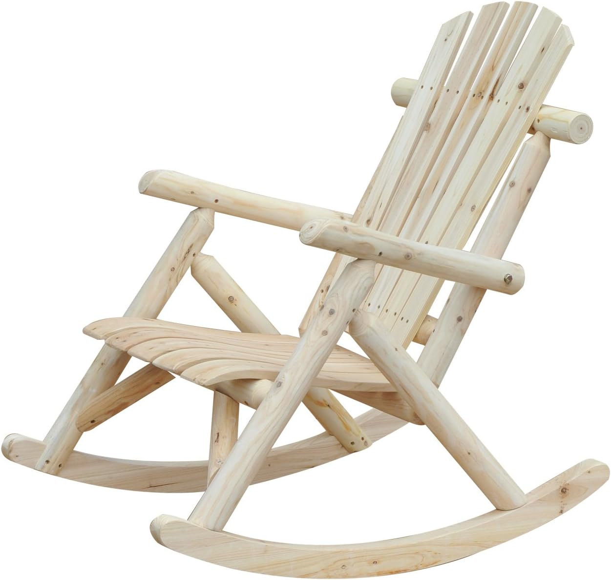 Fauteuil De Jardin Adirondack À Bascule Rocking Chair Style Néo-rétro Assise Dossier Ergonomique Bois Naturel De Pin