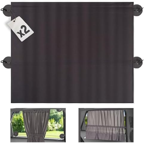 Zamboo Sonnenschutz Auto Mit Vorhang-funktion Für Einfaches Auf- Und Zuziehen - Baby Uv-schutz Hitzeschutz & Zum Abdunkeln - Xxl 68 X 50 Cm - Auch Für Große Seitenscheiben - Dunkelgrau