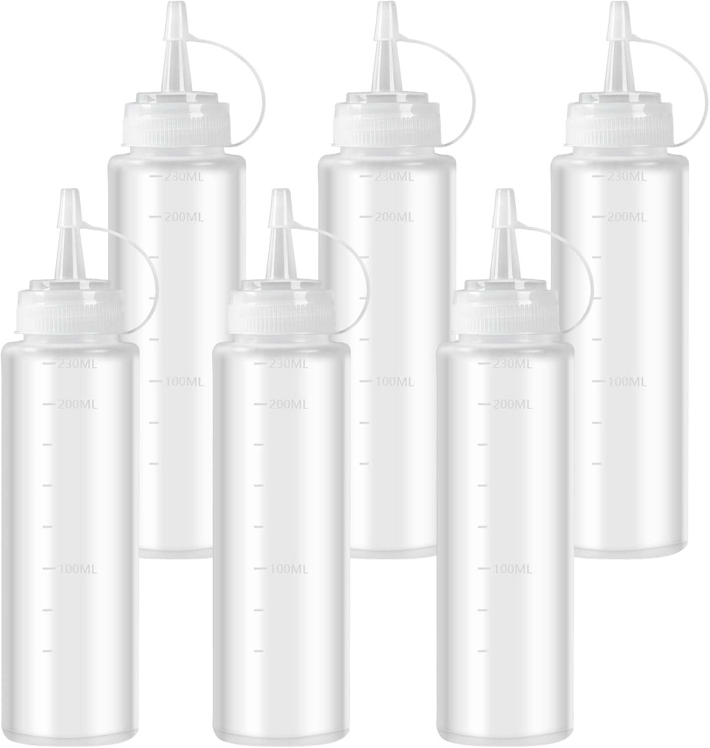 Set Mit 6 Dosierflaschen À 240 Ml Für Saucen, Mit Verschlusskappe, Für Essig, Olivenöl, Ketchup Und Mayonnaise.