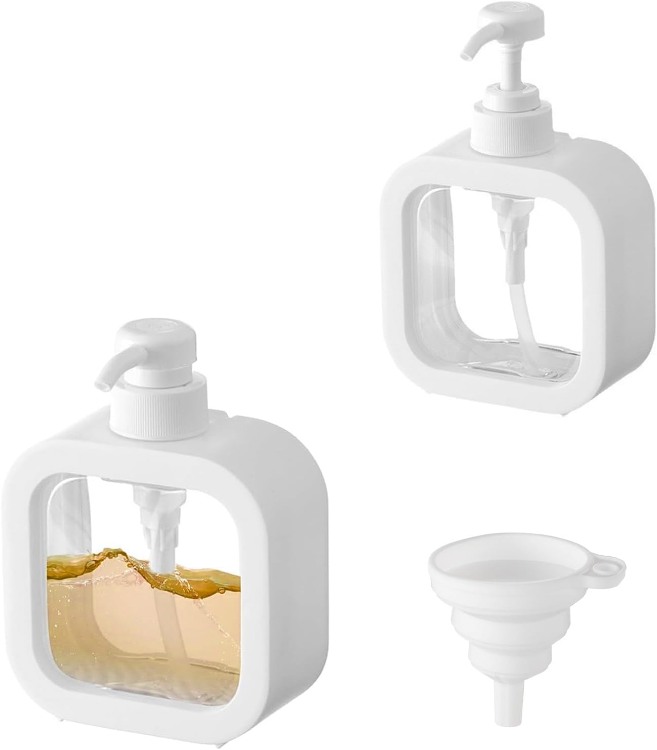 Seifenspender, 500 Ml Transparenter Shampoo-spender Mit Trichter, Nachfüllbare Leere Kunststoff-pumpflasche, Für Duschgel, Badezimmer, Geschirrspülmittel.