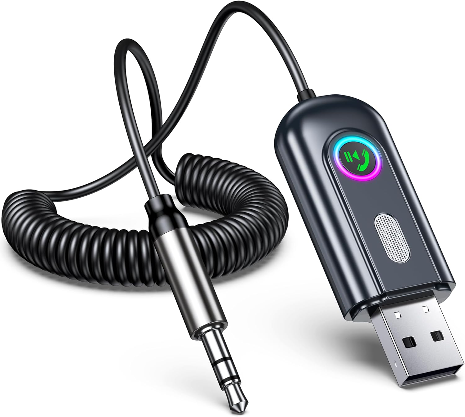 Iseyou Bluetooth-autoadapter, Bluetooth 5.3-empfänger Mit 3,5-mm-klinkenanschluss, Usb-audioadapter, Plug & Play, Hi-fi-aux-eingang Für Freisprechanrufe Und Audiosysteme/lautsprecher.