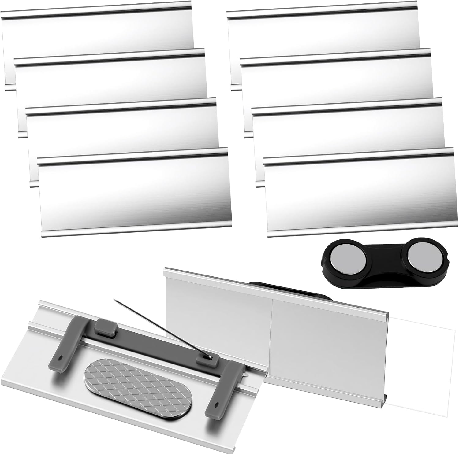 Packung Mit 10 Magnetischen Ausweishaltern Für Kleidung Mit Doppelmagnet Und Papierschlitz, 72x35mm Aluminium-ausweishalter Für Arbeit, Ausstellungen, Restaurants Und Schulen.
