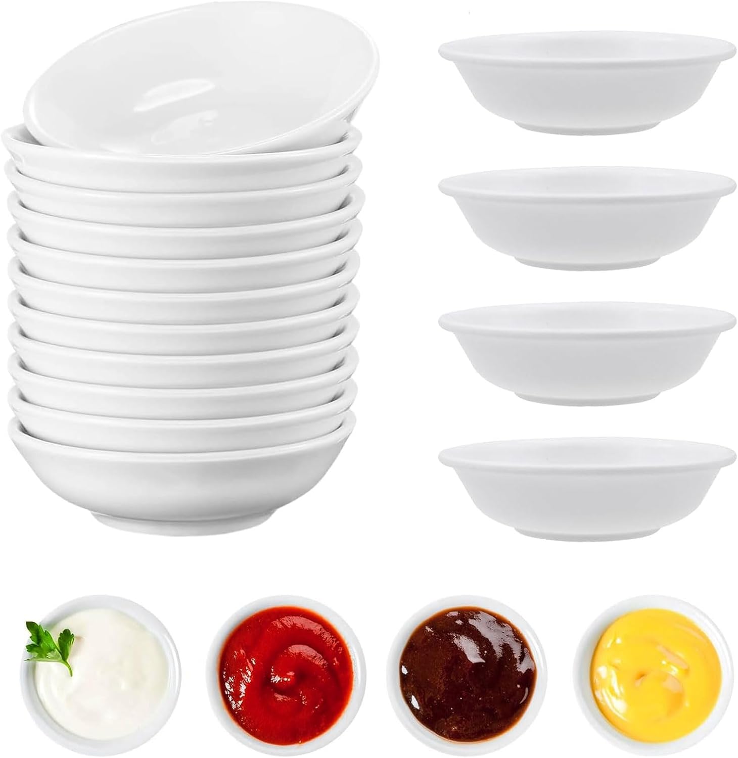 17 Kleine Schälchen Für Saucen, Belüftungsschalen, Runde Weiße Schälchen Für Sojasauce, Wiederverwendbare Belüftungsbecher, Mini-becher Für Snacks Und Saucen, Dips Und Knabbereien (7 X 1,8 Cm)